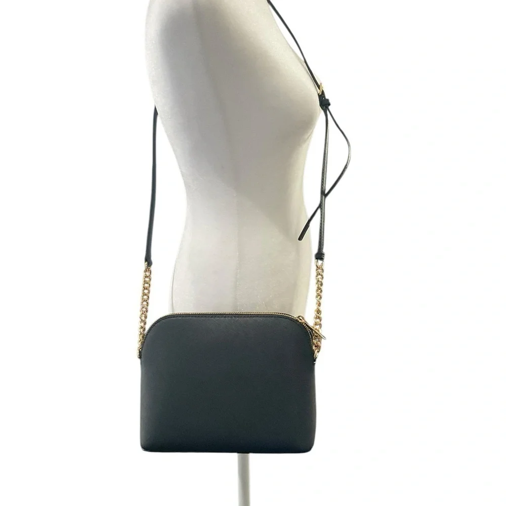 Michael Kors Black and Gold Medium Dome Crossbody Bag